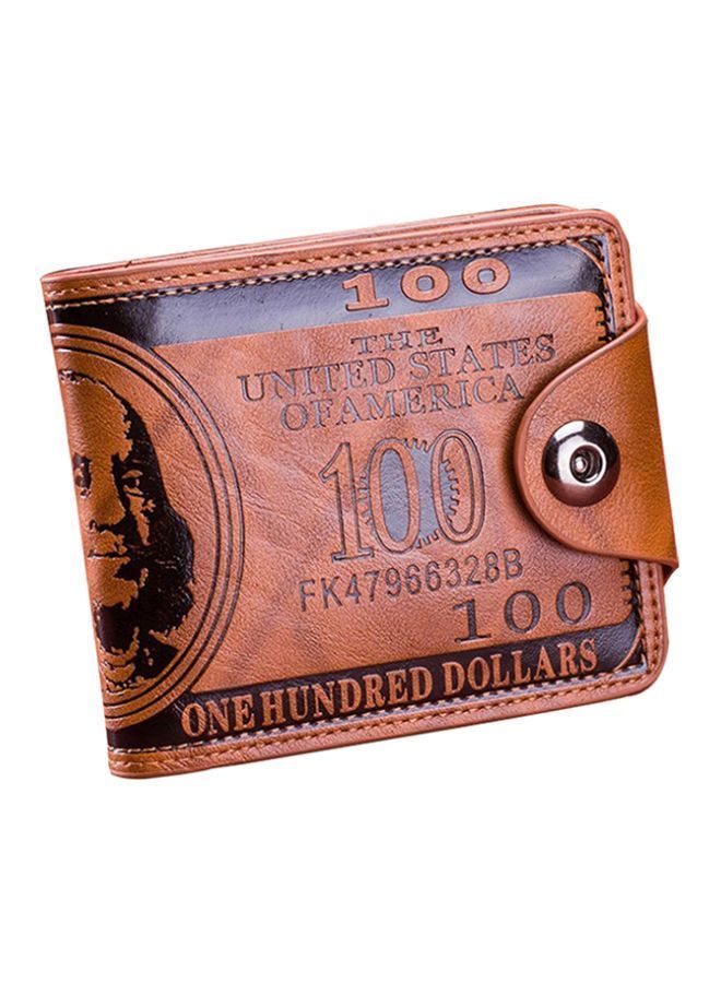 NIBEMINENT Classic Leather US Dollar Bi-Fold Card Case Brown 