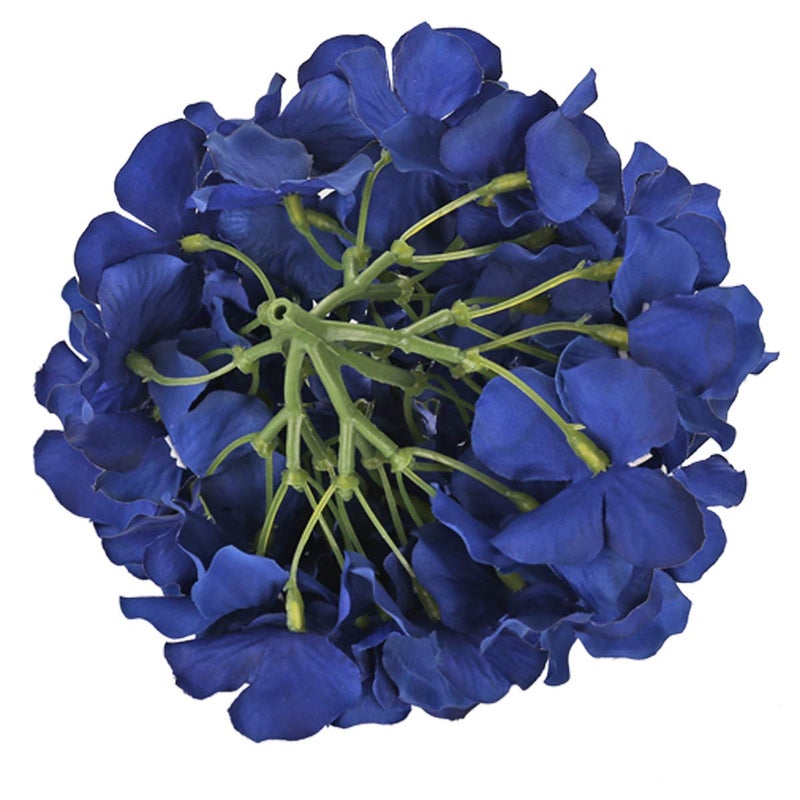 Flojery Silk Hydrangea Heads Artificial Flowers Heads with Stems for Home Wedding Decor,Pack of 10 (Royal Blue) - Image 3