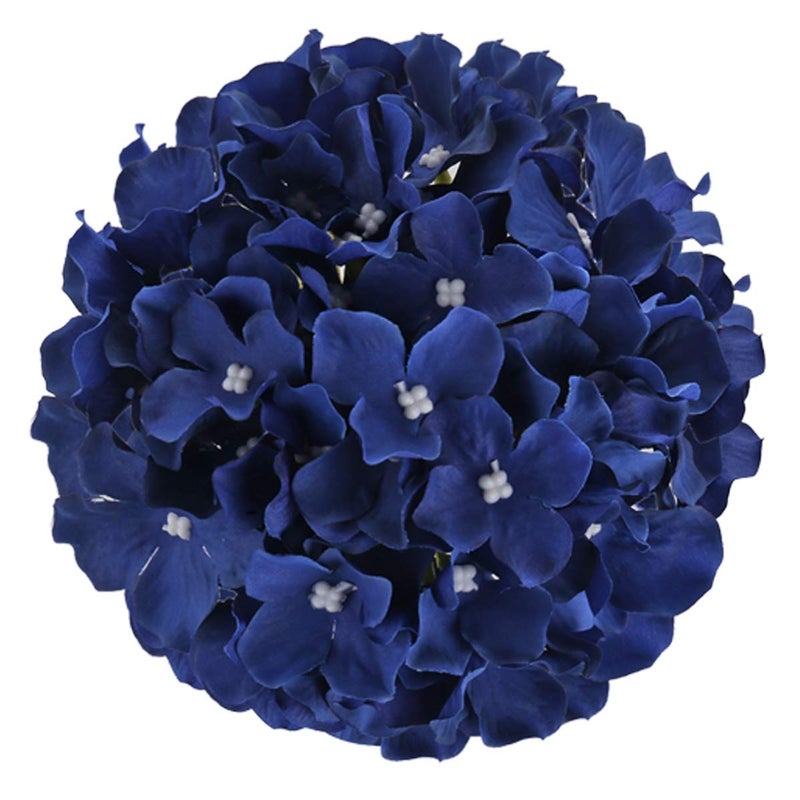 Flojery Silk Hydrangea Heads Artificial Flowers Heads with Stems for Home Wedding Decor,Pack of 10 (Royal Blue) - Image 2