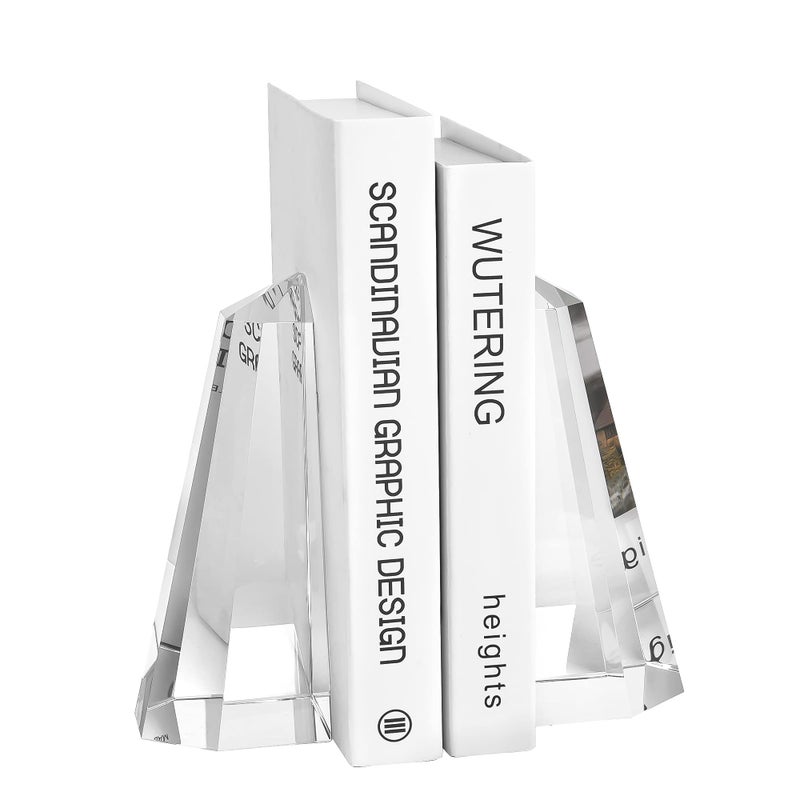 Kitcom Handmade Crystal Bookends HalfObelisk Design 1 Pair of Decorative Tabletop Bookends for Office Home Desk