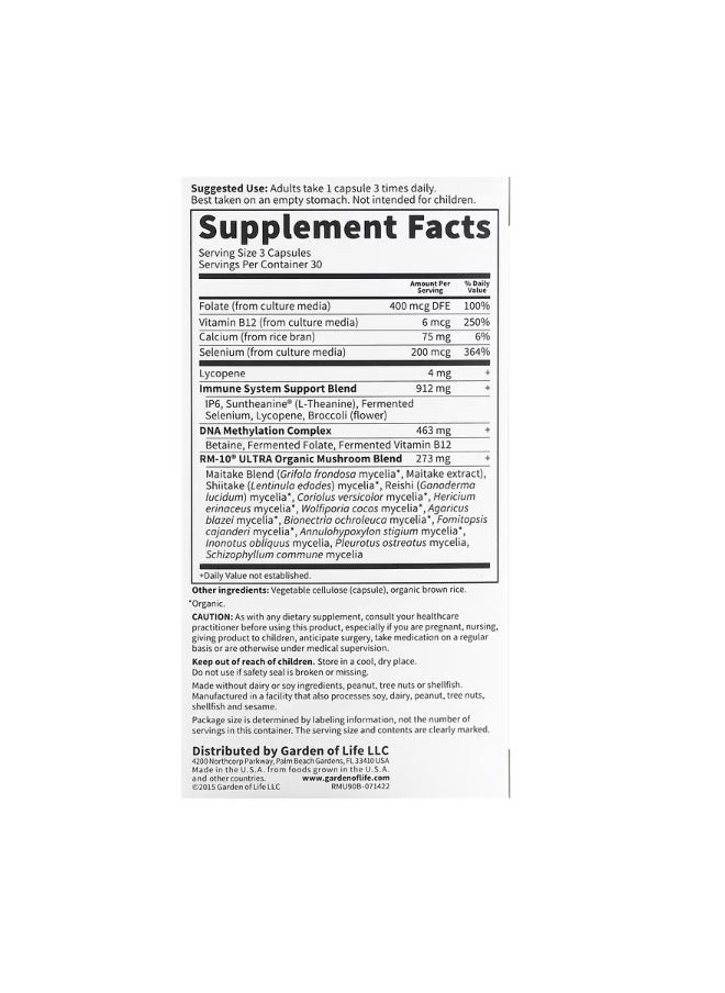 Garden of Life - RM10 Ultra Ultimate Immune System Support 90 UltraZorbe Vegetarian Capsules - Image 1