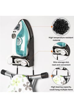 Excefore Ironing Board Holder Wall Mounted Storage Organizer  Electric Iron Holder Household Bathroom Shelf with Heat Resistant Tray Storage Organizer Easily Mount Against Wall Black  - Image 2