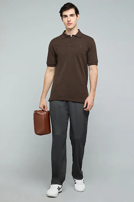 أر أند بي Solid Polo T-Shirt with Short Sleeves