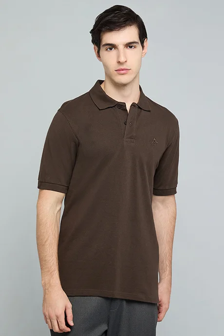 أر أند بي Solid Polo T-Shirt with Short Sleeves