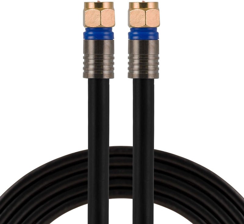 GE Coaxial Cable, 100ft, RG6, F-Type Connectors, Double Shielded Coax, Input Output, Low Loss Coax, Ideal for TV Antenna, DVR, VCR, Satellite Receiver, Cable Box, Home Theater, Black, 34842 - Image 1