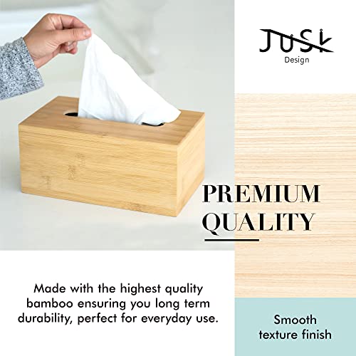 JUSK Design Tissue Box Holder, Modern, Minimalist, and Durable Wooden Tissue Box with Sliding Bottom, Easy-Refill Premium-Quality Bamboo Tissue Box Cover, Fits 184-Count Box, Rectangular - Image 3