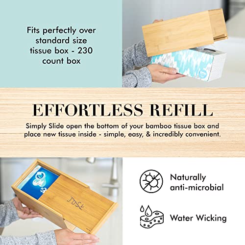 JUSK Design Tissue Box Holder, Modern, Minimalist, and Durable Wooden Tissue Box with Sliding Bottom, Easy-Refill Premium-Quality Bamboo Tissue Box Cover, Fits 184-Count Box, Rectangular - Image 4