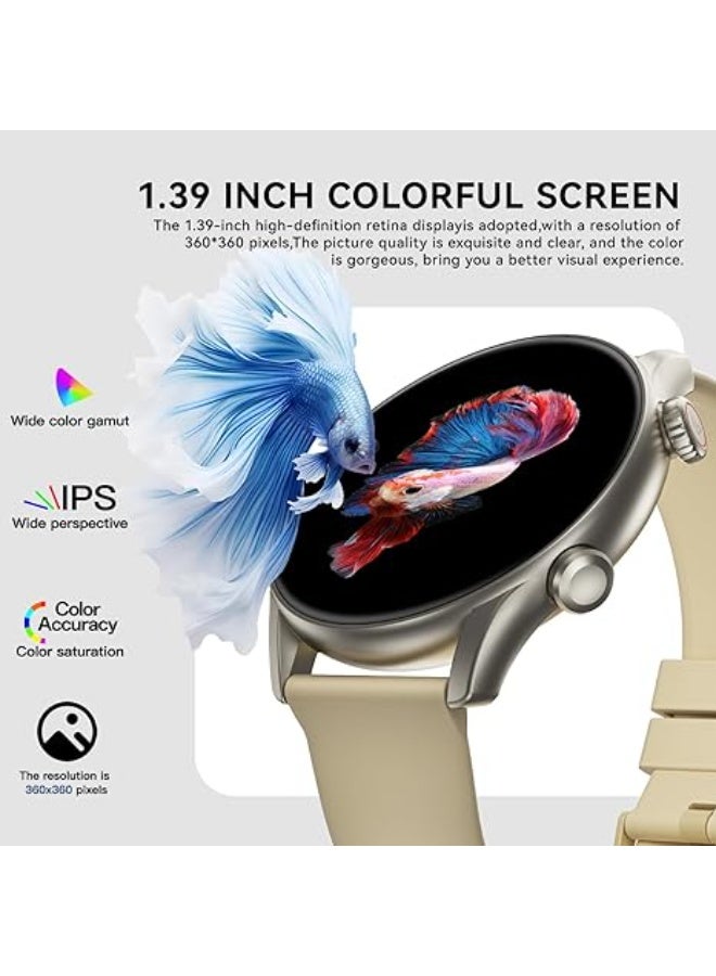 Weofly Spirit 2 Smartwatch – 1.39″ HD Display, IP68 Waterproof Fitness Tracker, 100+ Sports Modes, Heart Rate & Sleep Monitoring, Long Battery Life, iOS & Android Compatible - Gold - Image 2