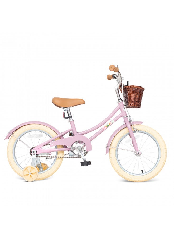 Bixike Bixike Retro Design Girls Bike 14 16 18 Inch Cruiser Bicycle with Basket & Training Wheels for 3-13 Years Old Kids, 20 24 26 Inch with Kickstand for Youth Over 6 Years Old, Multiple Colors - Image 1