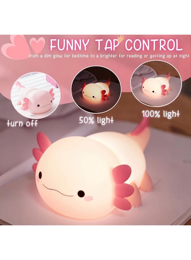 Cute Axolotl Night Light USB Rechargeable With Timer Dimmable Color Changing Warm Light - Image 4
