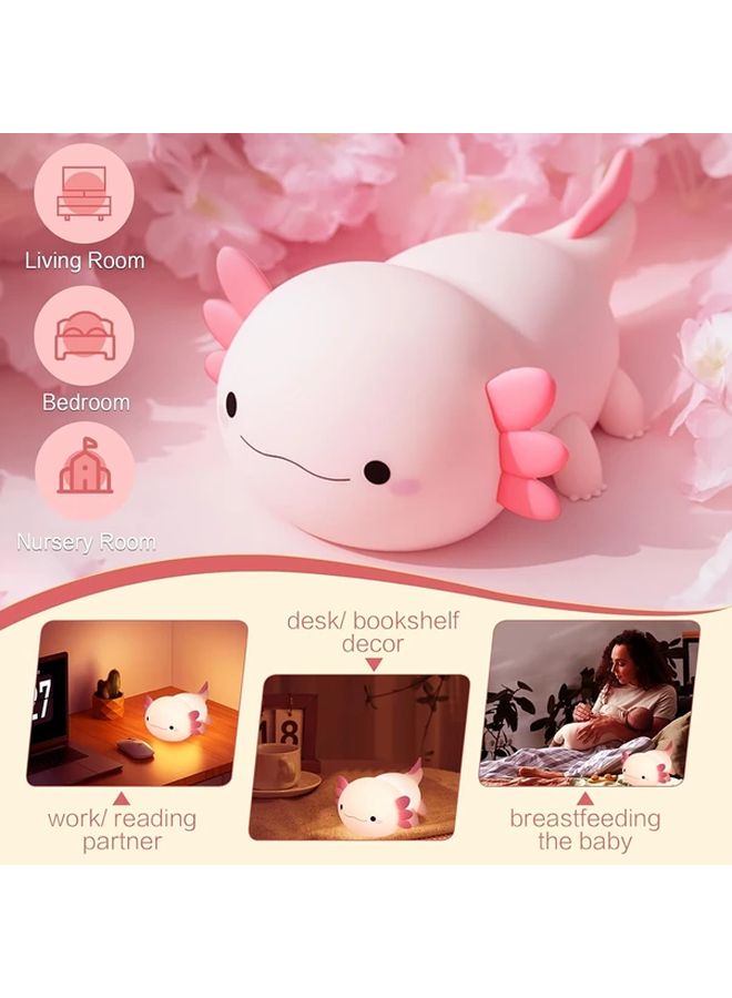 Cute Axolotl Night Light USB Rechargeable With Timer Dimmable Color Changing Warm Light - Image 3