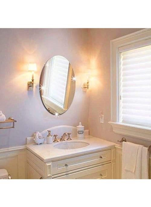 EHKO EHKO Oval Shape Adhesive Mirror Sticker for Wall on Tiles Bathroom Bedroom Living Room Basin Mirror Bathroom Wall Mirror Stickers Unbreakable Plastic Vanity Mirror Dressing Table Makeup Mirror  - Image 4