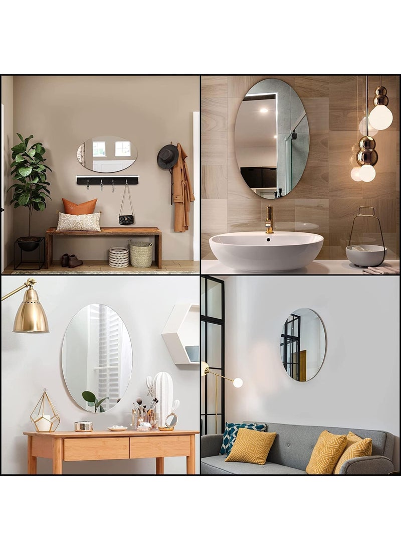 EHKO EHKO Oval Shape Adhesive Mirror Sticker for Wall on Tiles Bathroom Bedroom Living Room Basin Mirror Bathroom Wall Mirror Stickers Unbreakable Plastic Vanity Mirror Dressing Table Makeup Mirror  - Image 2