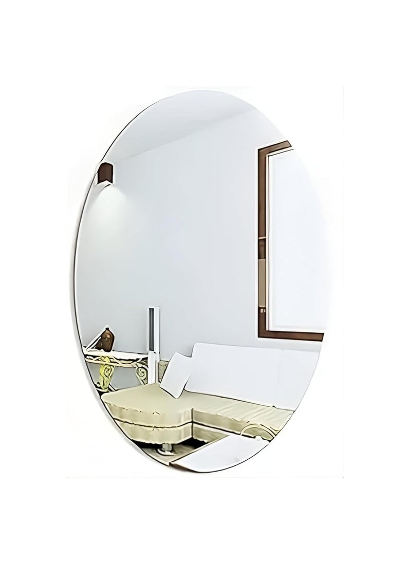EHKO EHKO Oval Shape Adhesive Mirror Sticker for Wall on Tiles Bathroom Bedroom Living Room Basin Mirror Bathroom Wall Mirror Stickers Unbreakable Plastic Vanity Mirror Dressing Table Makeup Mirror  - Image 1