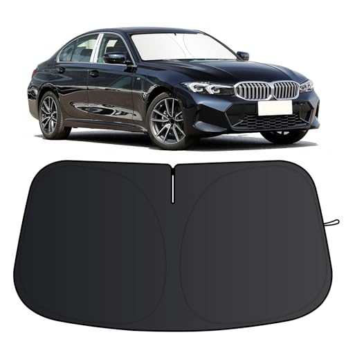 JCRNBU Windshield Sun Shade for BMW 3 Series 20192026 Foldable Sun Visor Protector for BMW 330i 328i 320i 325i 335i 300T Car Sunshade Front Window Shade UV Protection - Image 1