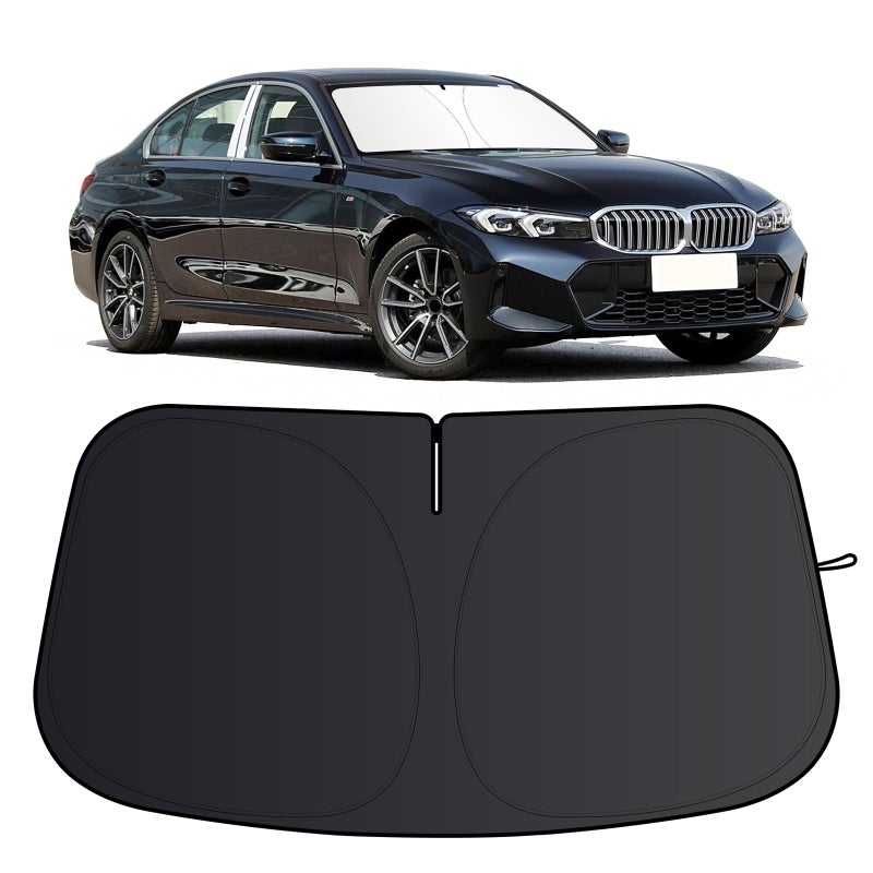 JCRNBU Windshield Sun Shade for BMW 3 Series 20192026 Foldable Sun Visor Protector for BMW 330i 328i 320i 325i 335i 300T Car Sunshade Front Window Shade UV Protection - Image 3