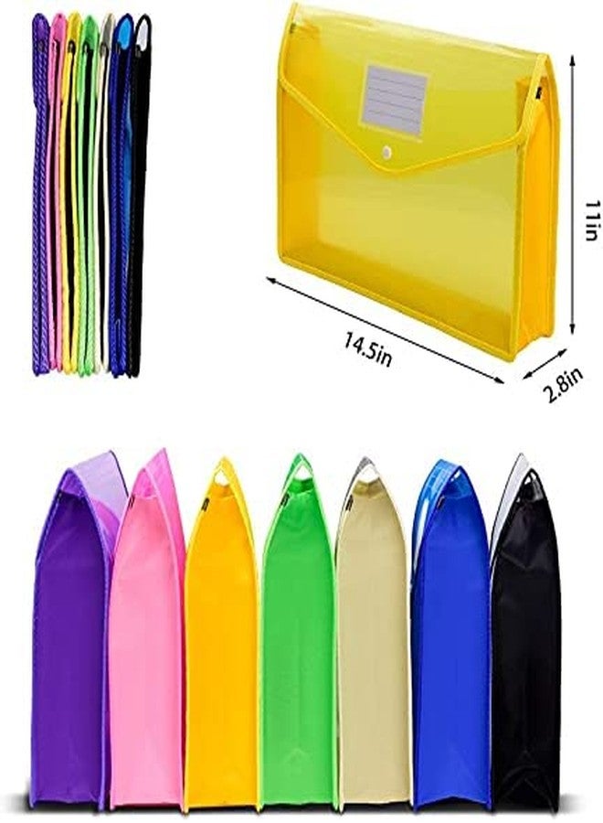 FEDUS Multicolor Documents Envelope Folder, File Storage Bag with Snap Button Transparent Plastic Files for documents File Holder/Document Folder for Certificates Legal Documents Organizers,Pack of 3 - Image 3