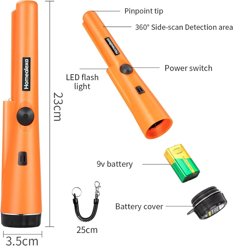 Ketsicart Metal Detector for Gold, Portable Metal Detector LED Pin Pointer, 360° Scan Detector with Buzzer Vibration, Kids Metal Detector Pinpointer (Orange) - Image 2