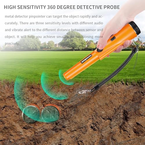 Ketsicart Metal Detector for Gold, Portable Metal Detector LED Pin Pointer, 360° Scan Detector with Buzzer Vibration, Kids Metal Detector Pinpointer (Orange) - Image 3