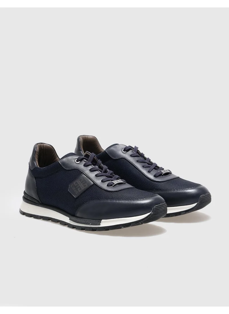 Cabani Leather Navy Blue Lace-up Men's Sports Shoes