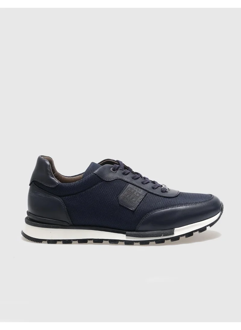 Cabani Leather Navy Blue Lace-up Men's Sports Shoes