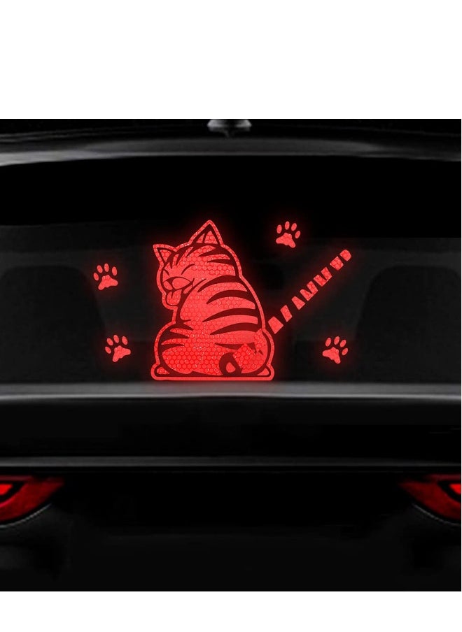 Generic Car Reflective Wiper Stickers, Rear Wiper Decal Funny Cat Moving Tail Waving Wiper Decal, Highly Reflective Vinyl Safety Warning Reflective Stickers for Cars Rear Wipers Windshield Stickers (Red)  - Image 1