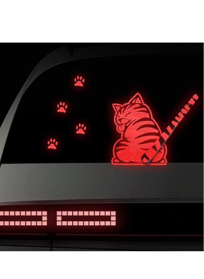 Generic Car Reflective Wiper Stickers, Rear Wiper Decal Funny Cat Moving Tail Waving Wiper Decal, Highly Reflective Vinyl Safety Warning Reflective Stickers for Cars Rear Wipers Windshield Stickers (Red)  - Image 4