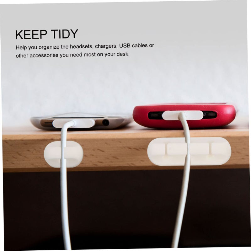 Self Adhesive Silicone Cable Winders Cord Organizer 3 Pack White For Home Office - Image 3