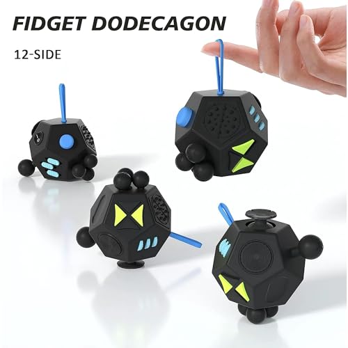 DODOMAGXANADU Fidget Dodecagon –12-Side Fidget Toys Cube Relieves Stress and Anxiety Anti Depression Travel Toy Christmas Stocking Stuffers Gifts for Children and Adults（A5 Black） - Image 2