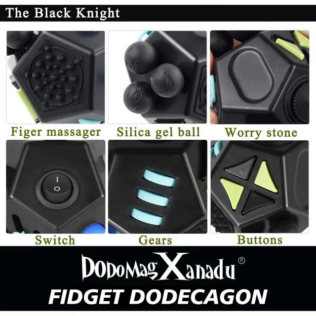 DODOMAGXANADU Fidget Dodecagon –12-Side Fidget Toys Cube Relieves Stress and Anxiety Anti Depression Travel Toy Christmas Stocking Stuffers Gifts for Children and Adults（A5 Black） - Image 3