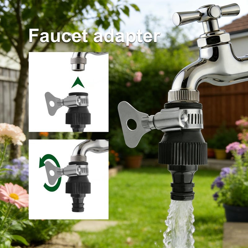 Gunpla 12 Piece Garden Hose Quick Connector Set, Includes 1 Nozzle & Waterstop, 5 x Hose End Connectors, 2 x Double Male Snap Connectors, 2-in-1 Tap Fittings (1/2" & 3/4"), for Watering & Car Washing - Image 5