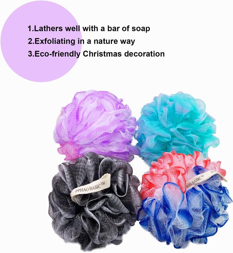 PPHAO BASIC PPHAO Extra Large Soft Mesh Net Luffa Loofa Loufa Puff Loofah Sponge 75gXXL Exfoliating Body Scrubber for Women and Men Exfoliating Back Scrubber - Image 3