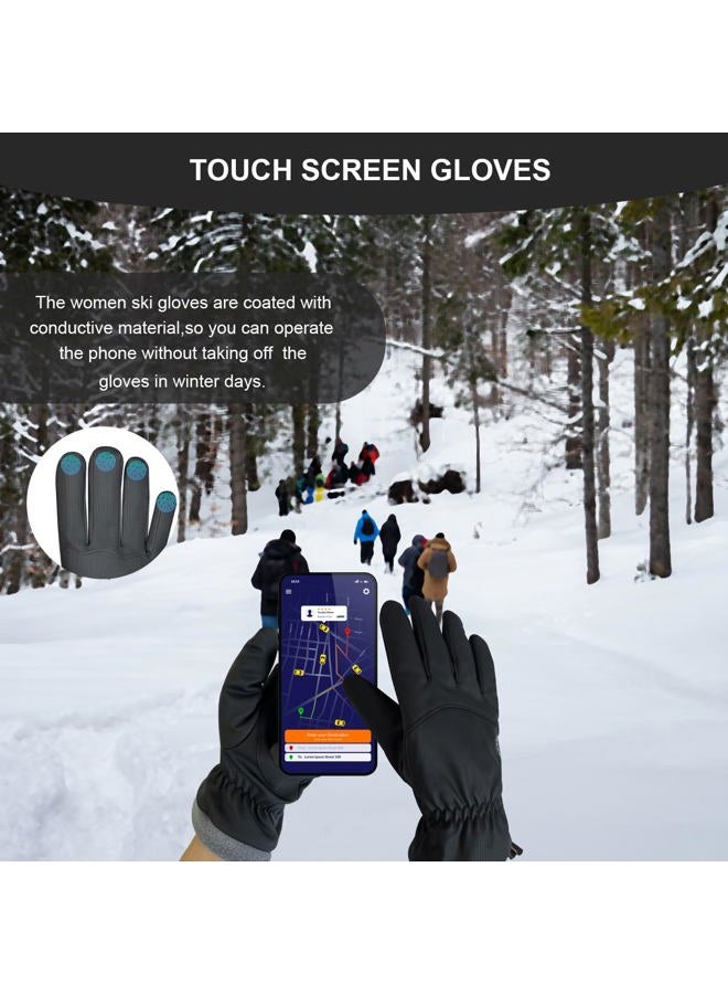 Bototack Winter Waterproof Ski Gloves Men Women, Windproof Thermal Touch Screen Snow Gloves, Warm Cold Weather Snowboard for Skiing Hiking Cycling Driving (Black, Medium) - Image 5