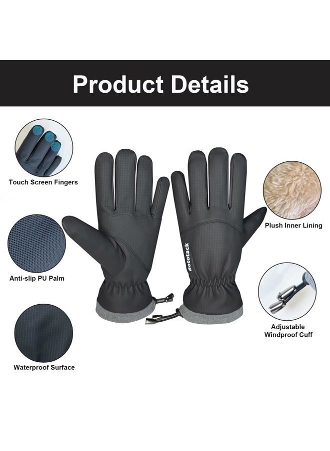 Bototack Winter Waterproof Ski Gloves Men Women, Windproof Thermal Touch Screen Snow Gloves, Warm Cold Weather Snowboard for Skiing Hiking Cycling Driving (Black, Medium) - Image 3