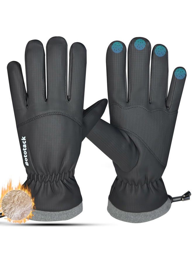 Bototack Winter Waterproof Ski Gloves Men Women, Windproof Thermal Touch Screen Snow Gloves, Warm Cold Weather Snowboard for Skiing Hiking Cycling Driving (Black, Medium) - Image 1