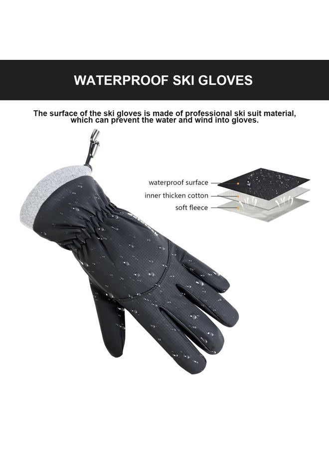 Bototack Winter Waterproof Ski Gloves Men Women, Windproof Thermal Touch Screen Snow Gloves, Warm Cold Weather Snowboard for Skiing Hiking Cycling Driving (Black, Medium) - Image 4
