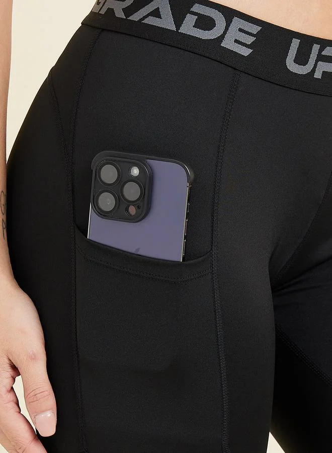 Styli Text Tape Waist & Pocket Detail 7/8 Leggings