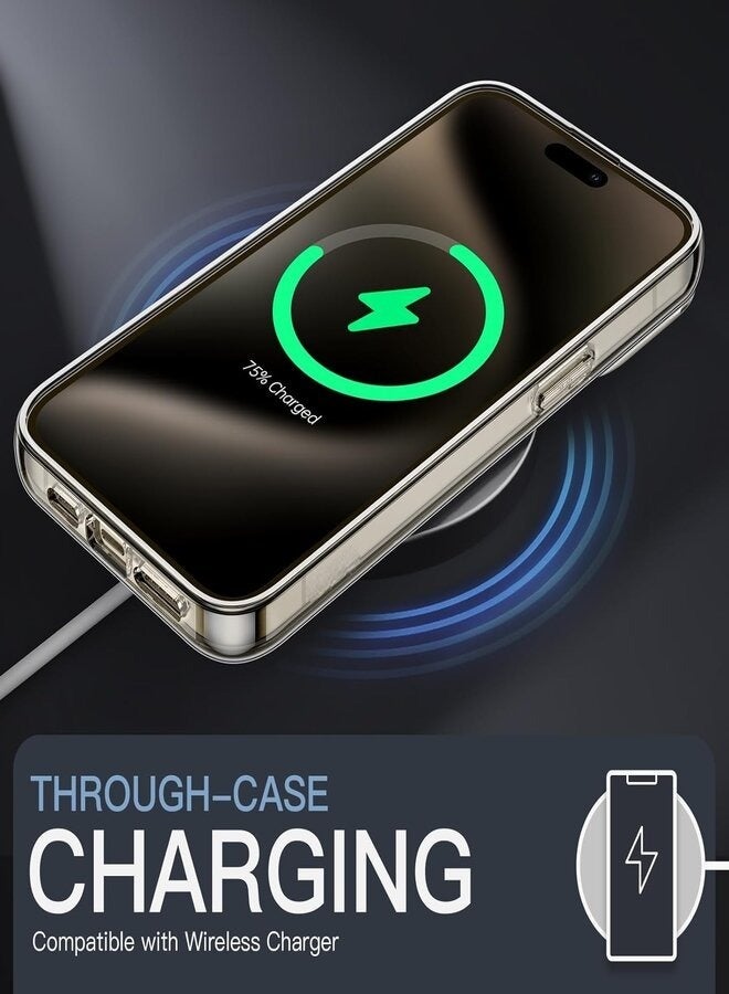 iPhone 15 Pro Magnetic Case, Compatible with MagSafe Wireless Charging, Anti-Scratch Bumper Cover (Clear), TPU - PC