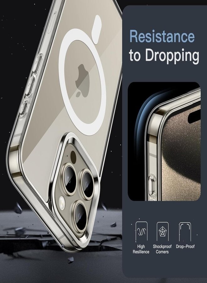 iPhone 15 Pro Magnetic Case, Compatible with MagSafe Wireless Charging, Anti-Scratch Bumper Cover (Clear), TPU - PC