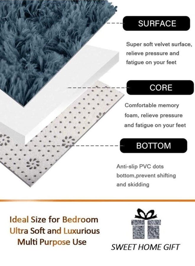 Garlo Area Rugs for Bedroom Living Room Fluffy Fur Rug for Kids Nursery Dorm Room Cozy Furry Rugs Plush Throw Rug  Decorative Accent Rug for Indoor Home Floor Carpet 120 x 160 cm (Blue) - Image 3