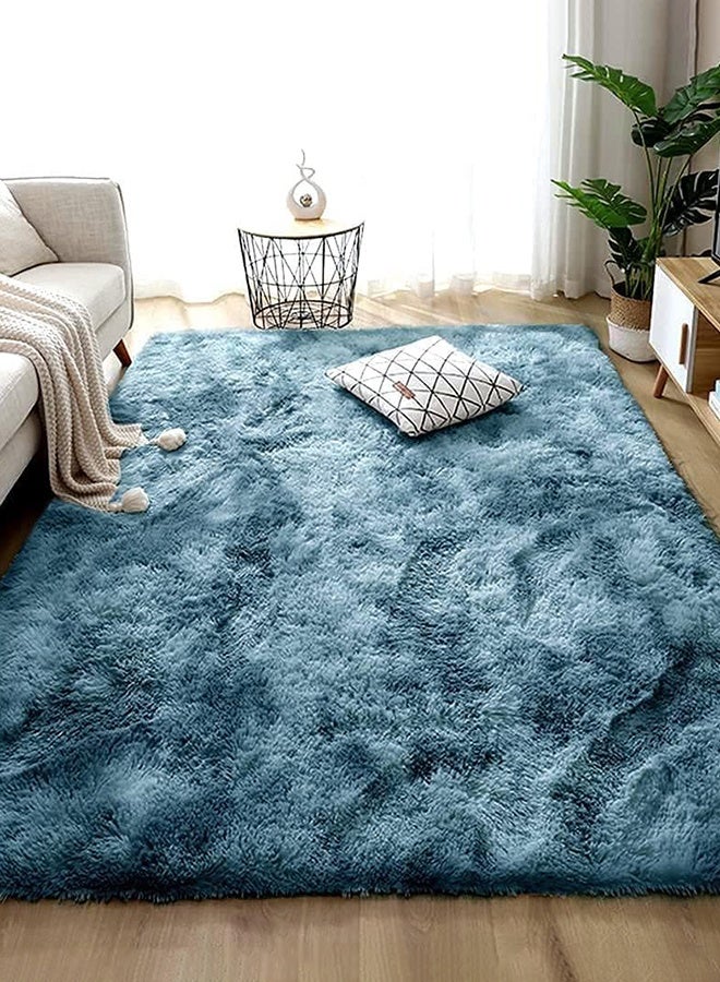 Garlo Area Rugs for Bedroom Living Room Fluffy Fur Rug for Kids Nursery Dorm Room Cozy Furry Rugs Plush Throw Rug  Decorative Accent Rug for Indoor Home Floor Carpet 120 x 160 cm (Blue) - Image 1