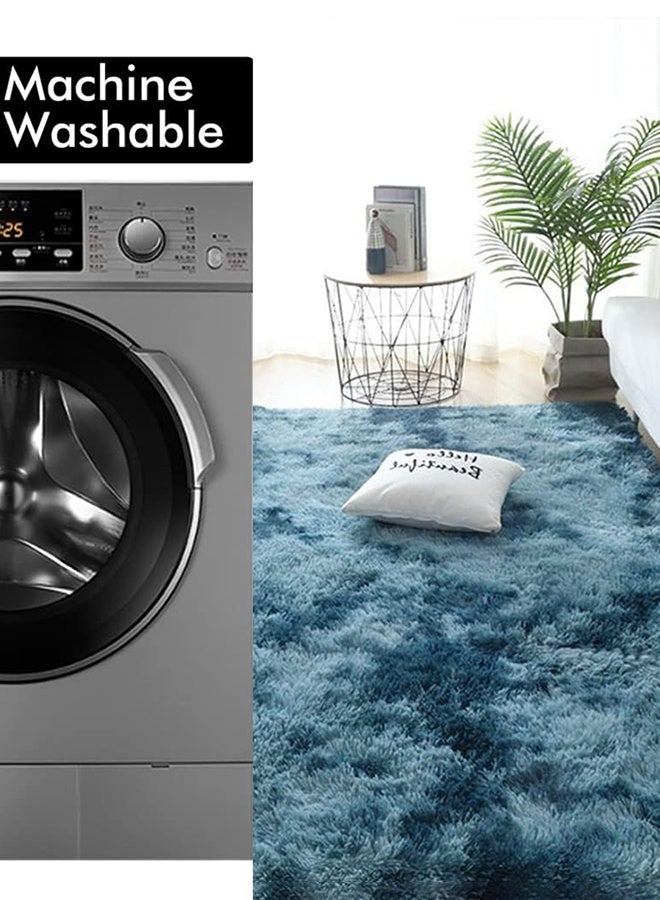 Garlo Area Rugs for Bedroom Living Room Fluffy Fur Rug for Kids Nursery Dorm Room Cozy Furry Rugs Plush Throw Rug  Decorative Accent Rug for Indoor Home Floor Carpet 120 x 160 cm (Blue) - Image 2