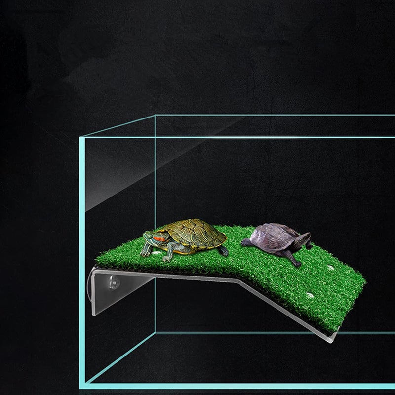 DoubleWood Lawn Turtle Basking Platform Turtle Resting Basking Platform, Simulation Grass Turtle Ramp for Turtle Tank, for Small Reptile Frog Terrapin (Large) - Image 4