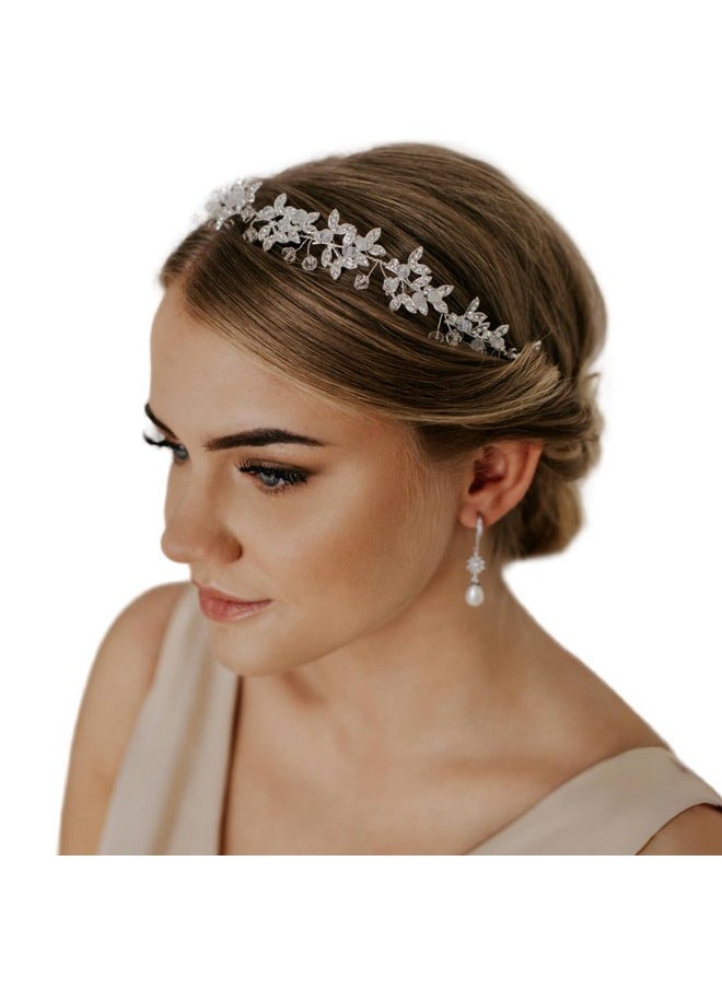SWEETV Silver Rhinestone Wedding Headband Tiara Crystal Headpiece Bridal Hair Accessories For Bride Women  - Image 1
