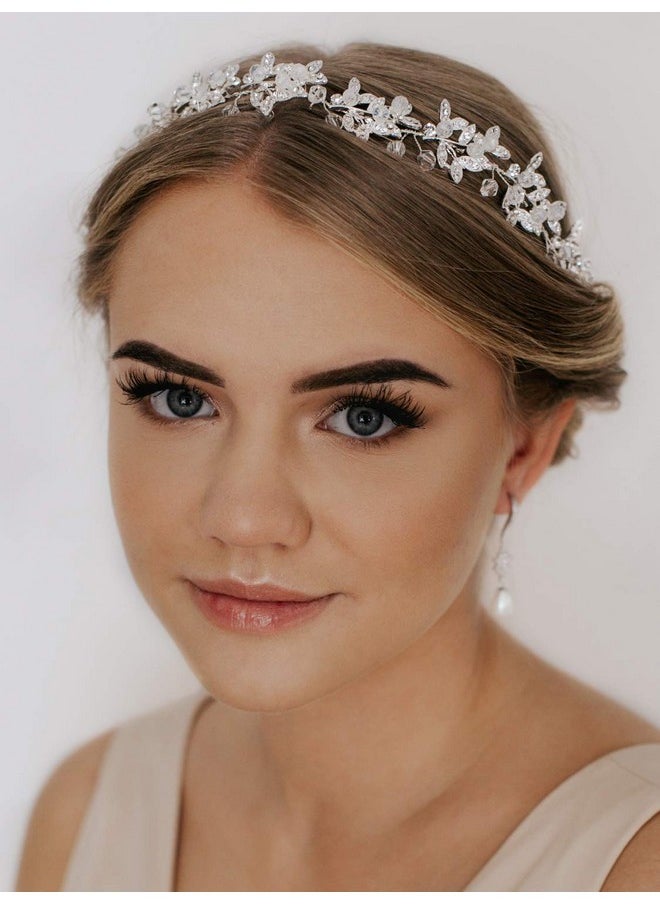 SWEETV Silver Rhinestone Wedding Headband Tiara Crystal Headpiece Bridal Hair Accessories For Bride Women  - Image 2
