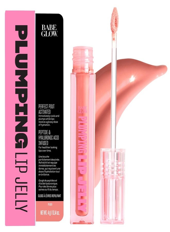 BABE ORIGINAL Plumping Lip Jelly for Fuller Looking Lips | Lip Gloss with Peptides Hyaluronic Acid Plumps & Hydrates Lips | Cruelty-Free, Vegan Formula with High Shine & Long-Lasting Color, Peach - Image 1