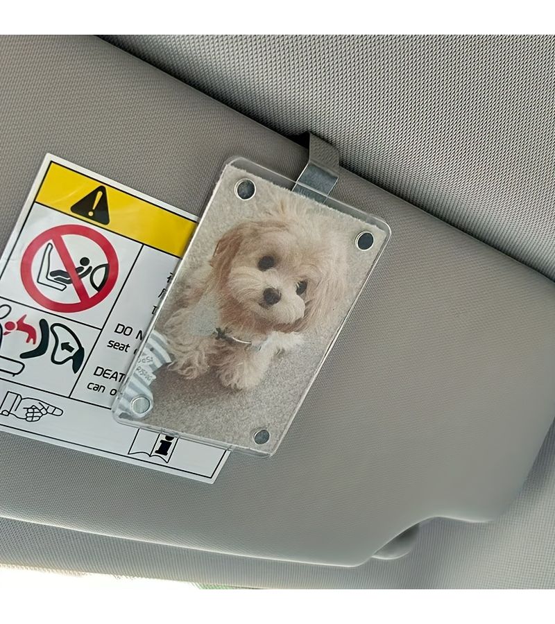 1PC Transparent Acrylic Magnetic Sun Visor Photo Holder Clip Car Decoration For Couples Pets Souvenir Gift Valentine - Image 1