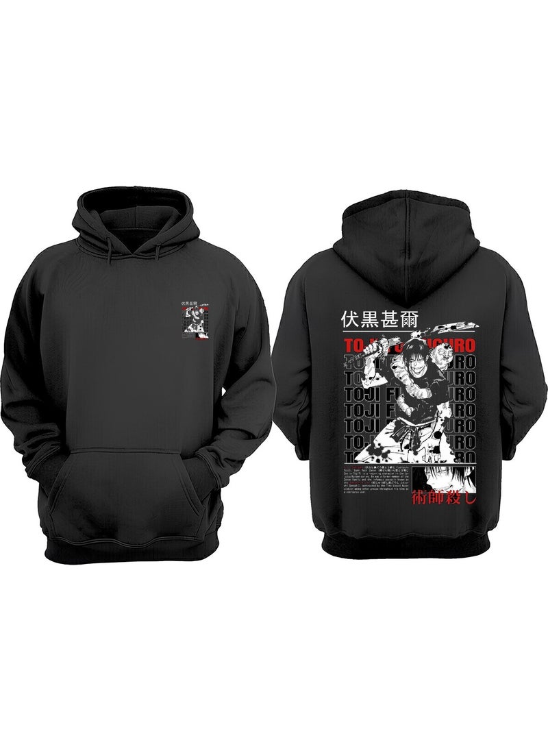 The Wert - Unisex Anime Character Toji Jujutsu Kaisen Design Front Back Printed Regular Fit Black Sweatshirt - Image 1