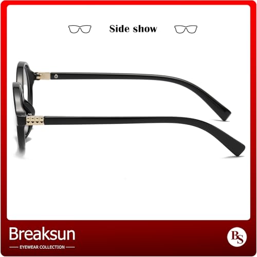 Breaksun Fashion Oval Glasses for Women Men Retro Round Tortoise Frame Blue Light Glasses Nerd Eyeglasses (Black) - Image 5