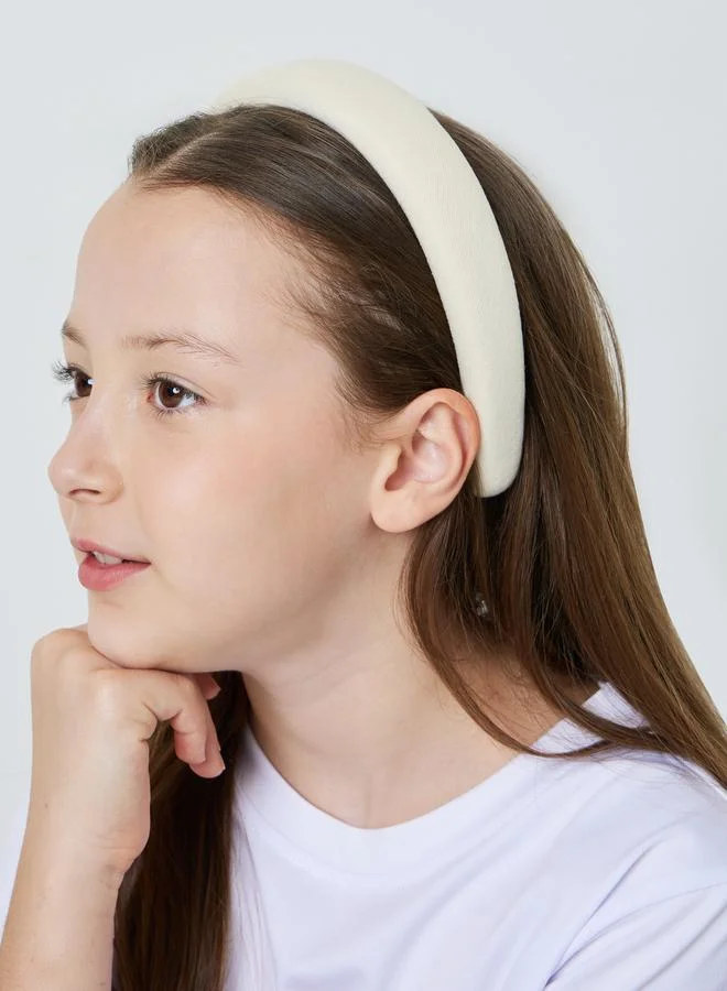 ستايلي Teen Girls Off White Solid Padded Headband